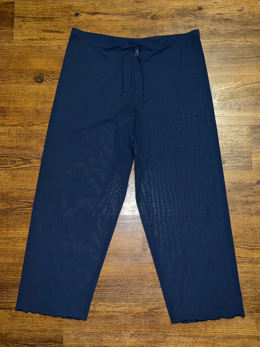 Vintage Bare Luxury Navy Sheer Wide Leg Drawstring Mesh Lounge Pants Size XL